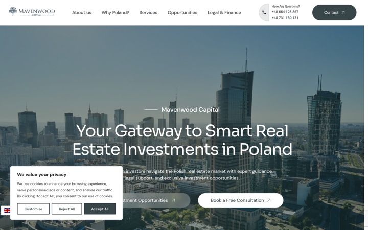 Screenshot of mavenwoodcapital.com