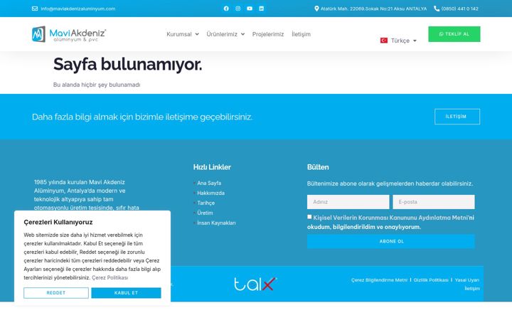 Screenshot of maviakdenizaluminyum.com