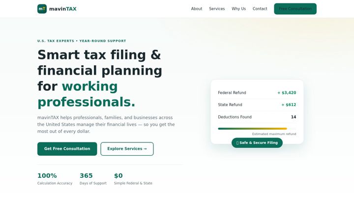 Screenshot of mavintax.com