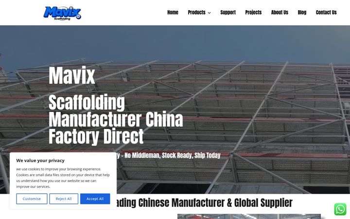 Screenshot of mavixscaffolding.com