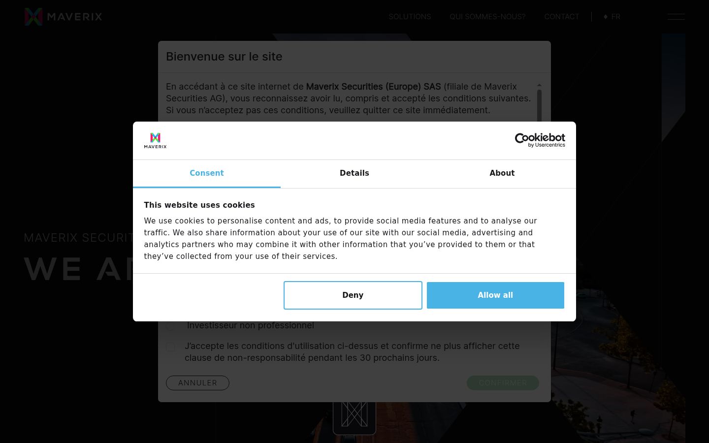 Screenshot van de toestemmingsbanner zoals getoond vóór enige interactie