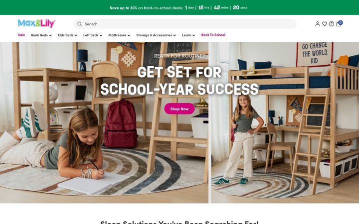 Screenshot of maxandlily.com