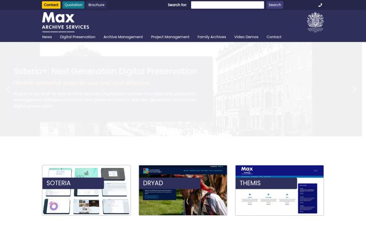 Screenshot of maxarchiveservices.co.uk