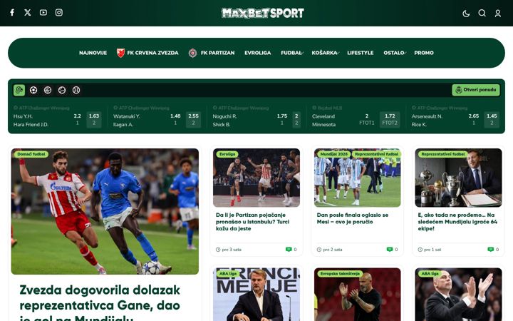 Screenshot of maxbetsport.rs