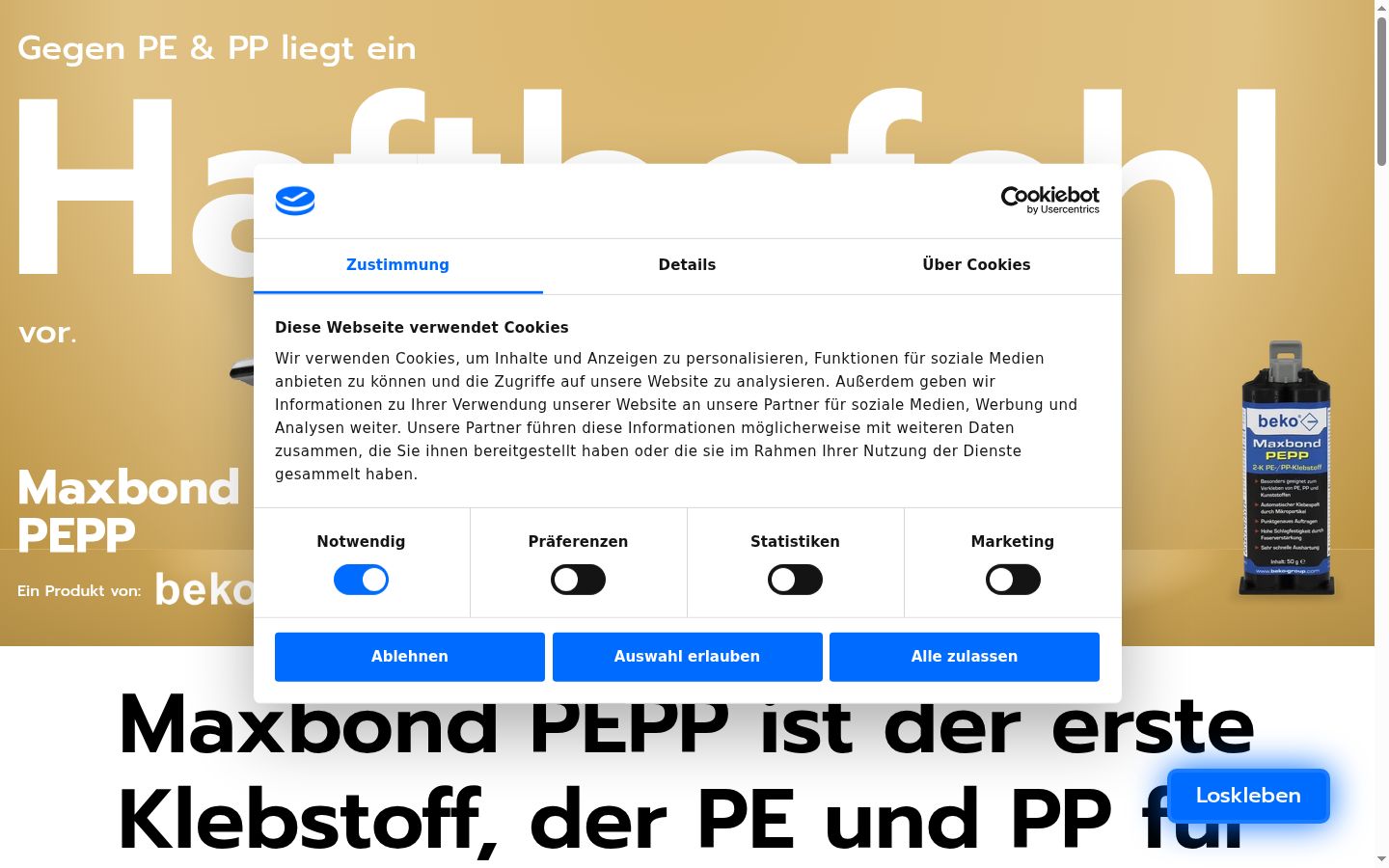 Zrzut ekranu banera zgody wyświetlanego przed jakąkolwiek interakcją