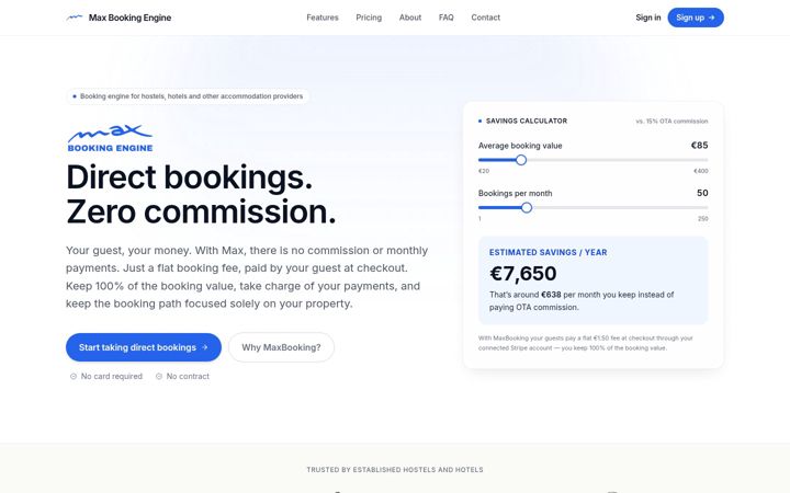 Screenshot of maxbooking.com