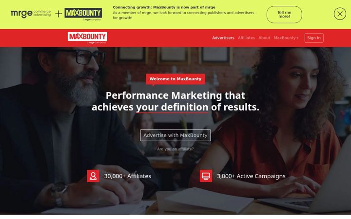 Screenshot of maxbounty.com