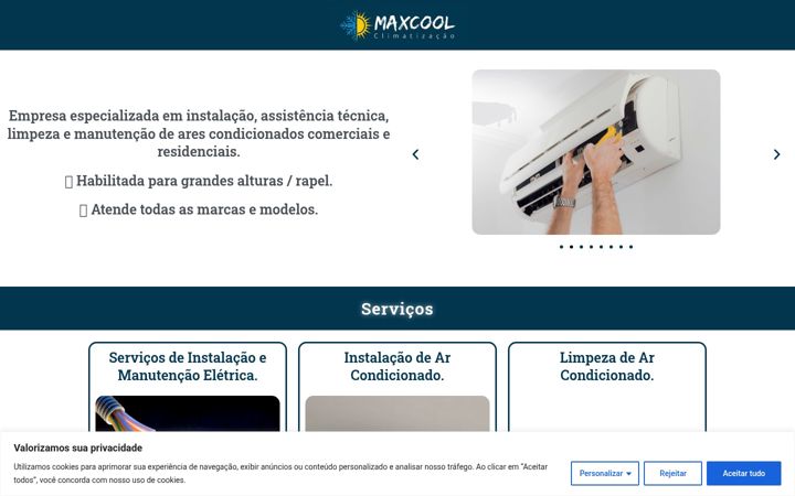 Screenshot of maxcoolclimatizacao.com.br