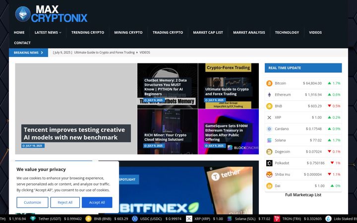 Screenshot of maxcryptonix.com