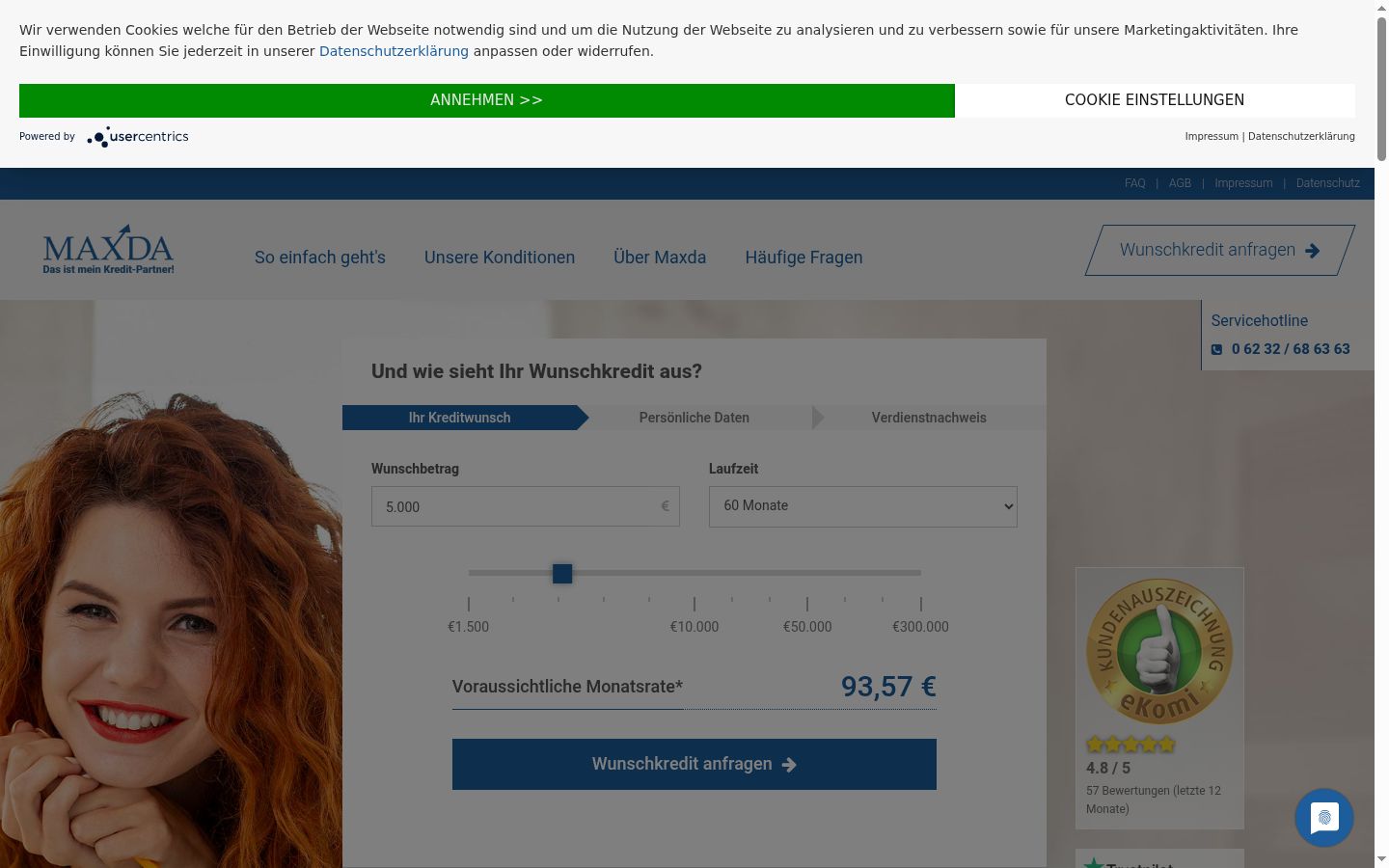 Captura de ecrã do banner de consentimento apresentado antes de qualquer interação