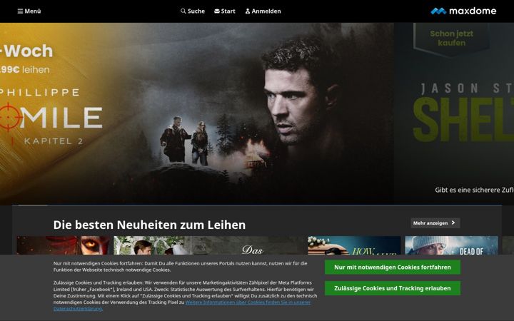 Screenshot of maxdome.de