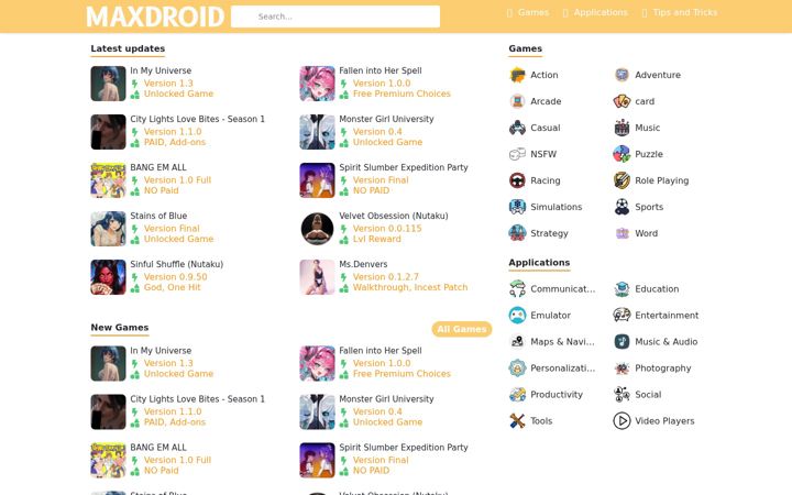 Screenshot von maxdroid.net