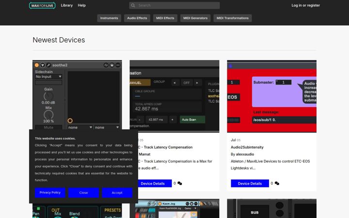 Screenshot of maxforlive.com