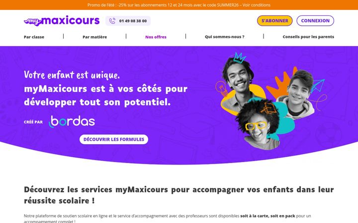 Screenshot of maxicours.com