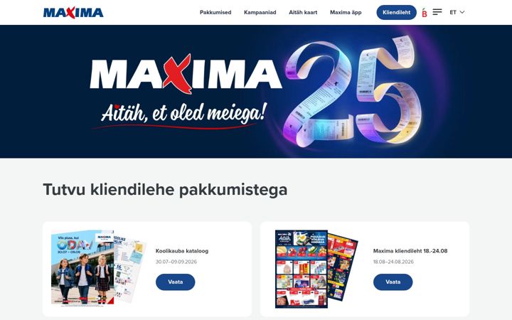 Screenshot of maxima.ee