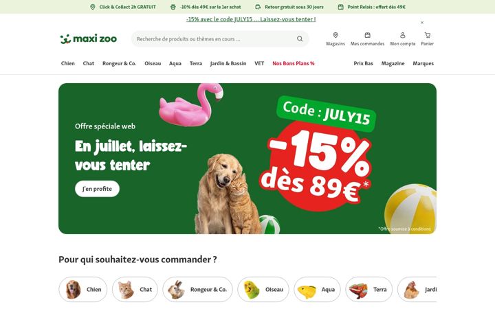 Screenshot του maxizoo.fr
