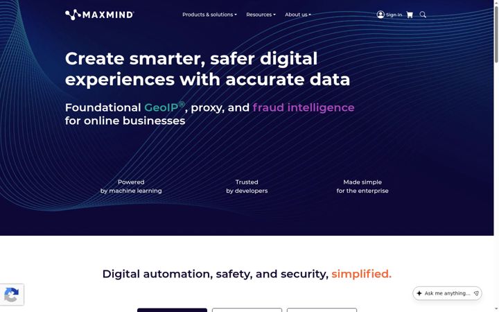 Screenshot του maxmind.com