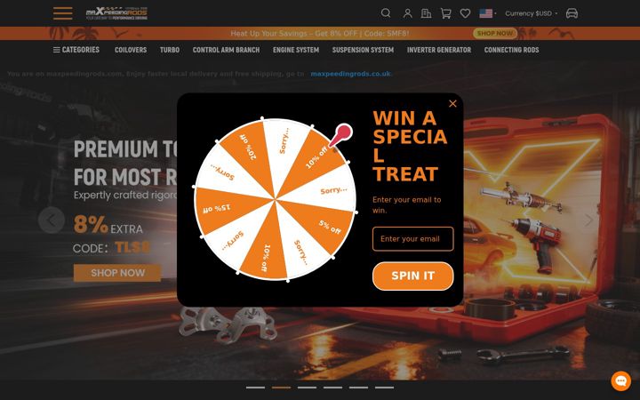Screenshot di maxpeedingrods.com