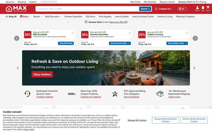 Screenshot of maxwarehouse.com