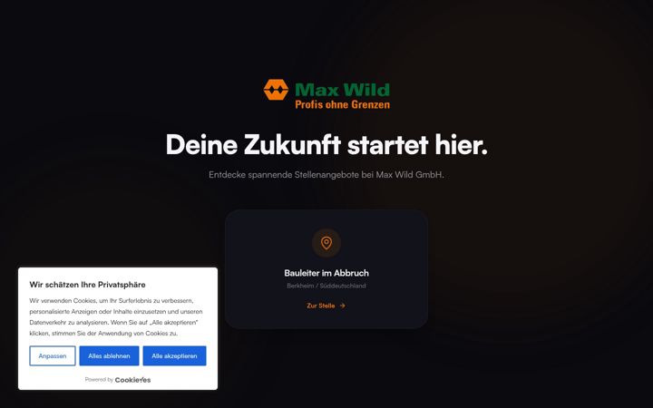 Captura de pantalla de maxwild-karriere.de