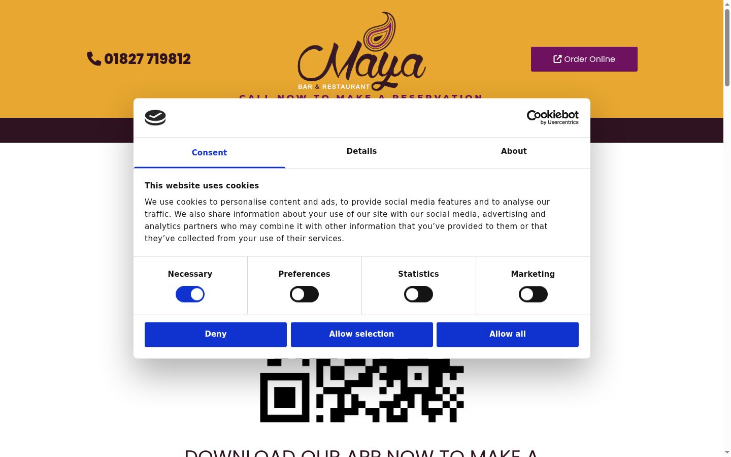 Screenshot of the consent banner shown before any interaction