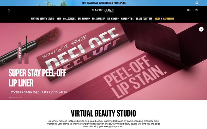 Screenshot of maybelline.com