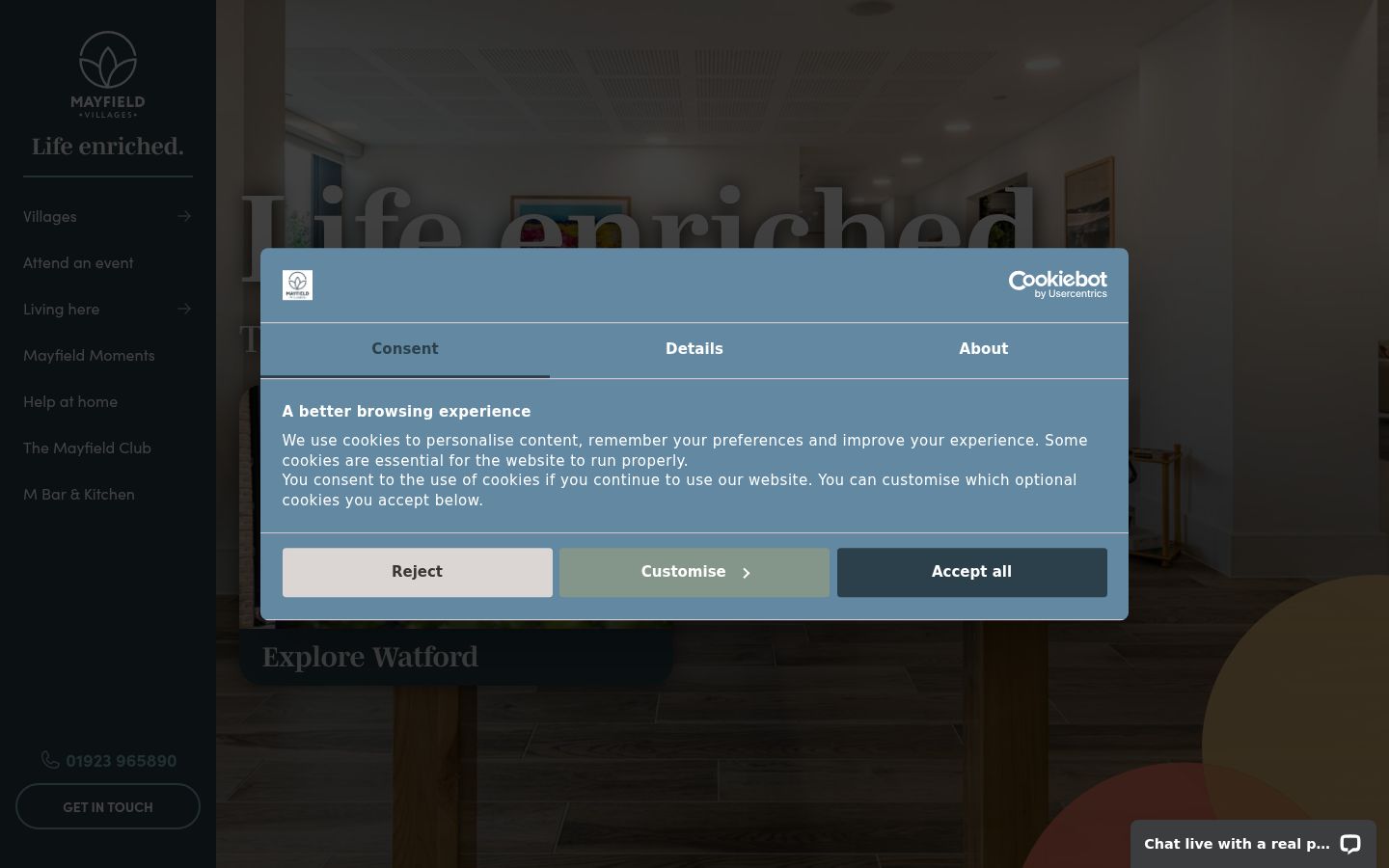 Screenshot of the consent banner shown before any interaction