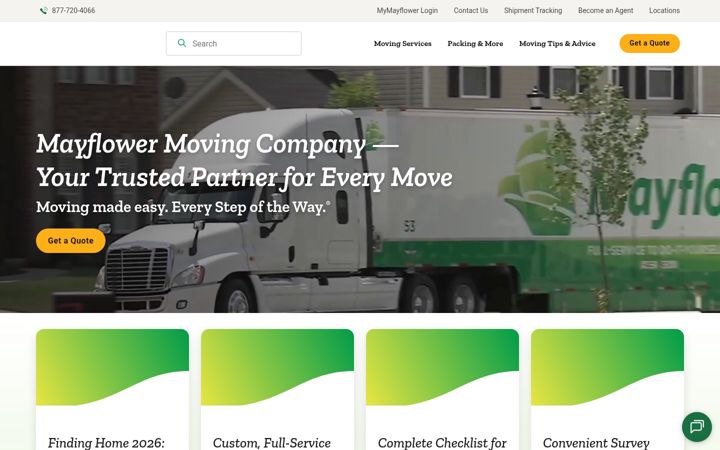 Screenshot of mayflower.com