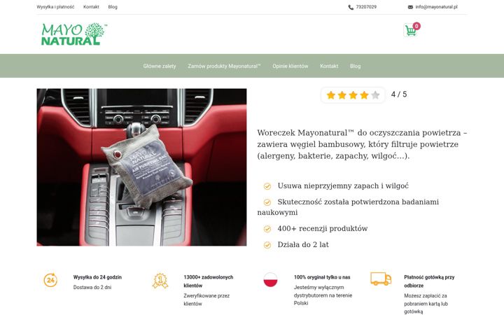 Screenshot stránky mayonatural.pl