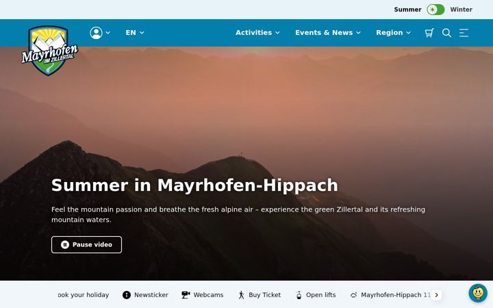 Screenshot of mayrhofen.at