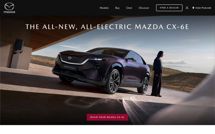 Screenshot stránky mazda.com.au