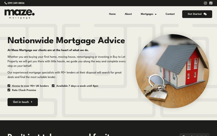 Skärmbild av maze-mortgage.co.uk
