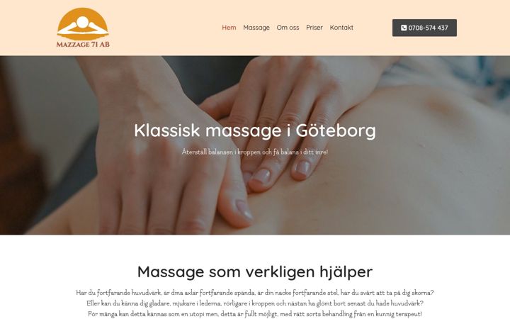 Skärmbild av mazzage.se