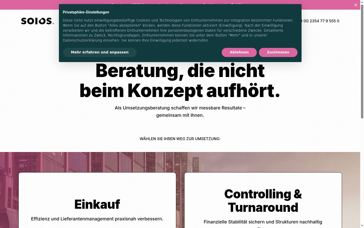 Screenshot del banner di consenso mostrato prima di qualsiasi interazione