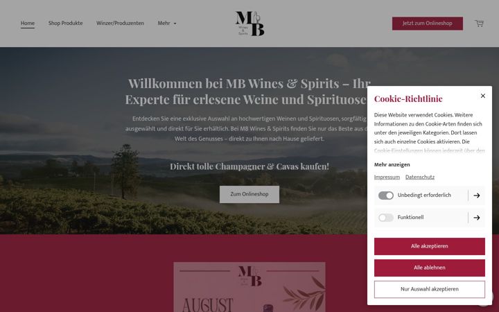 Screenshot of mb-wines.com