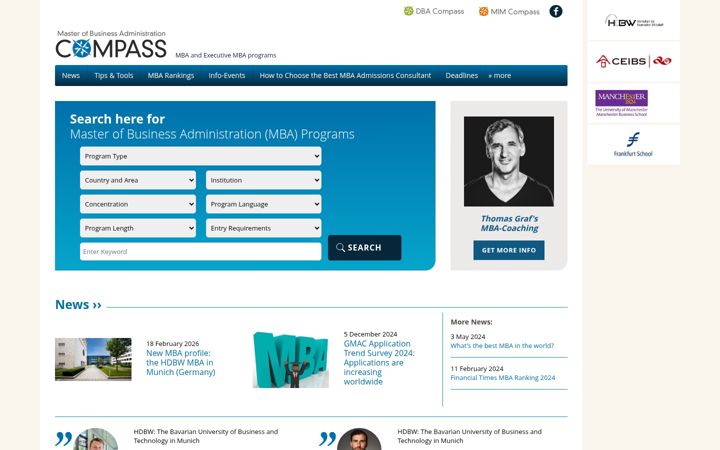 Screenshot of mba-compass.com