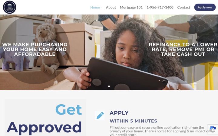 Screenshot of mbahomelending.com