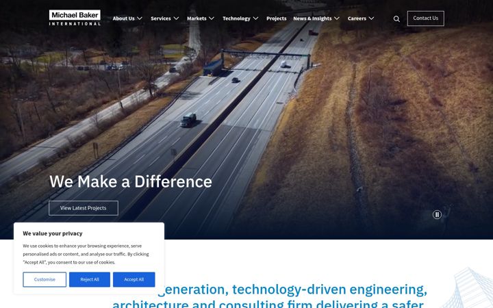 Screenshot of mbakerintl.com