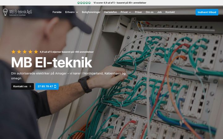 Screenshot van mbelteknik.dk