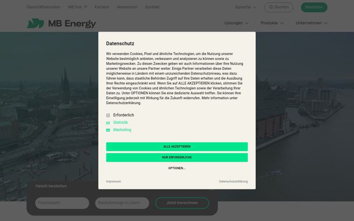Screenshot of mbenergy.com