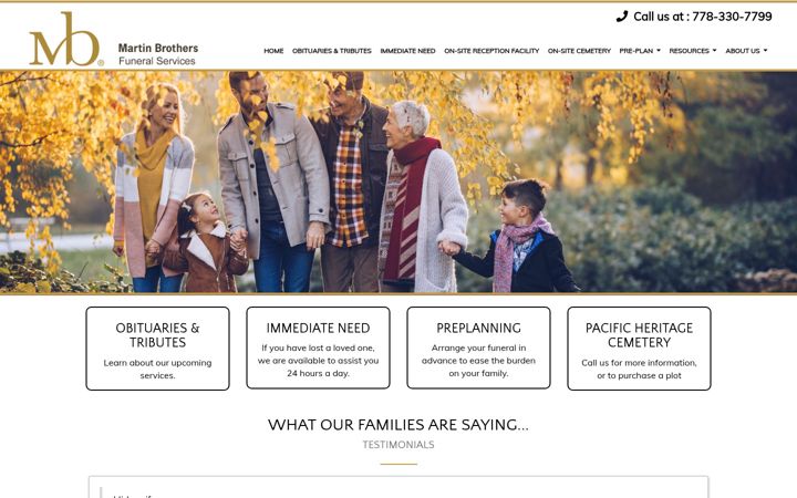 Screenshot of mbfuneralsbc.com