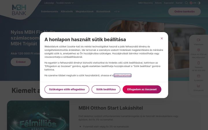 Screenshot of mbhbank.hu