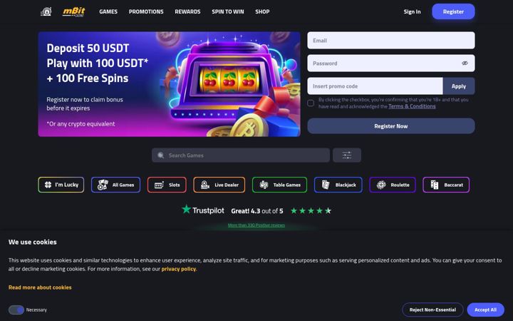 Screenshot of mbitcasino.io
