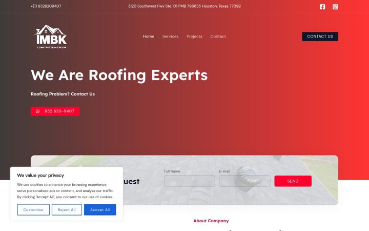 Screenshot of mbkconstructiongroup.com