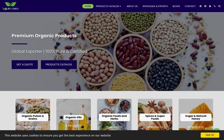 Screenshot of mborganics.com
