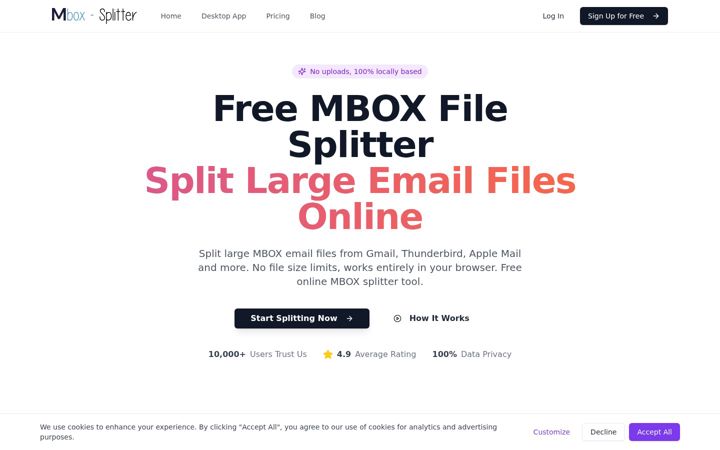 Screenshot of mbox-splitter.com