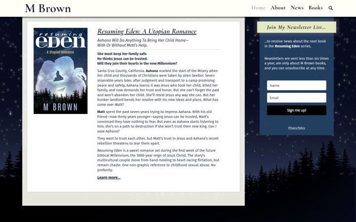 Screenshot of mbrownauthor.com