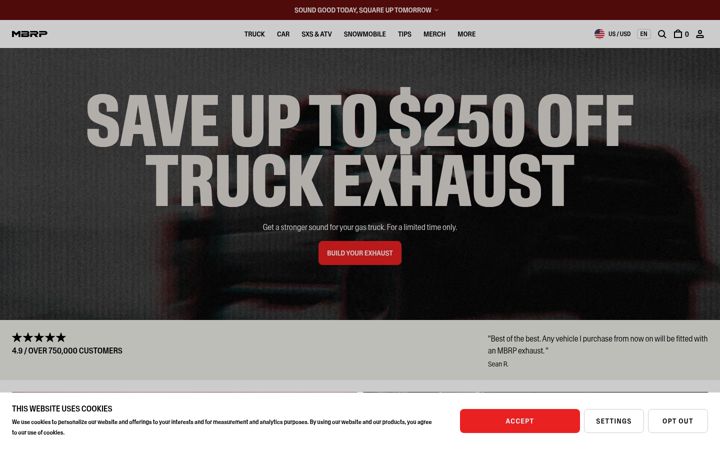 Screenshot of mbrp.com