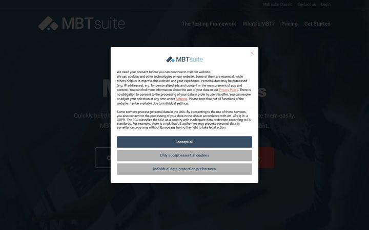 Screenshot of mbtsuite.com