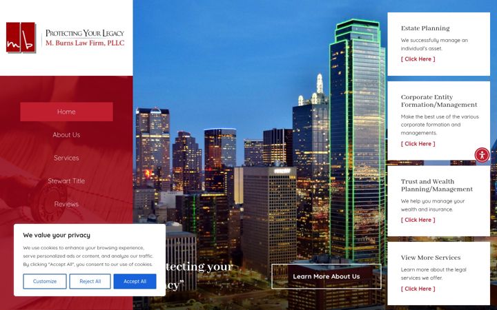 Screenshot of mburnslawfirm.com